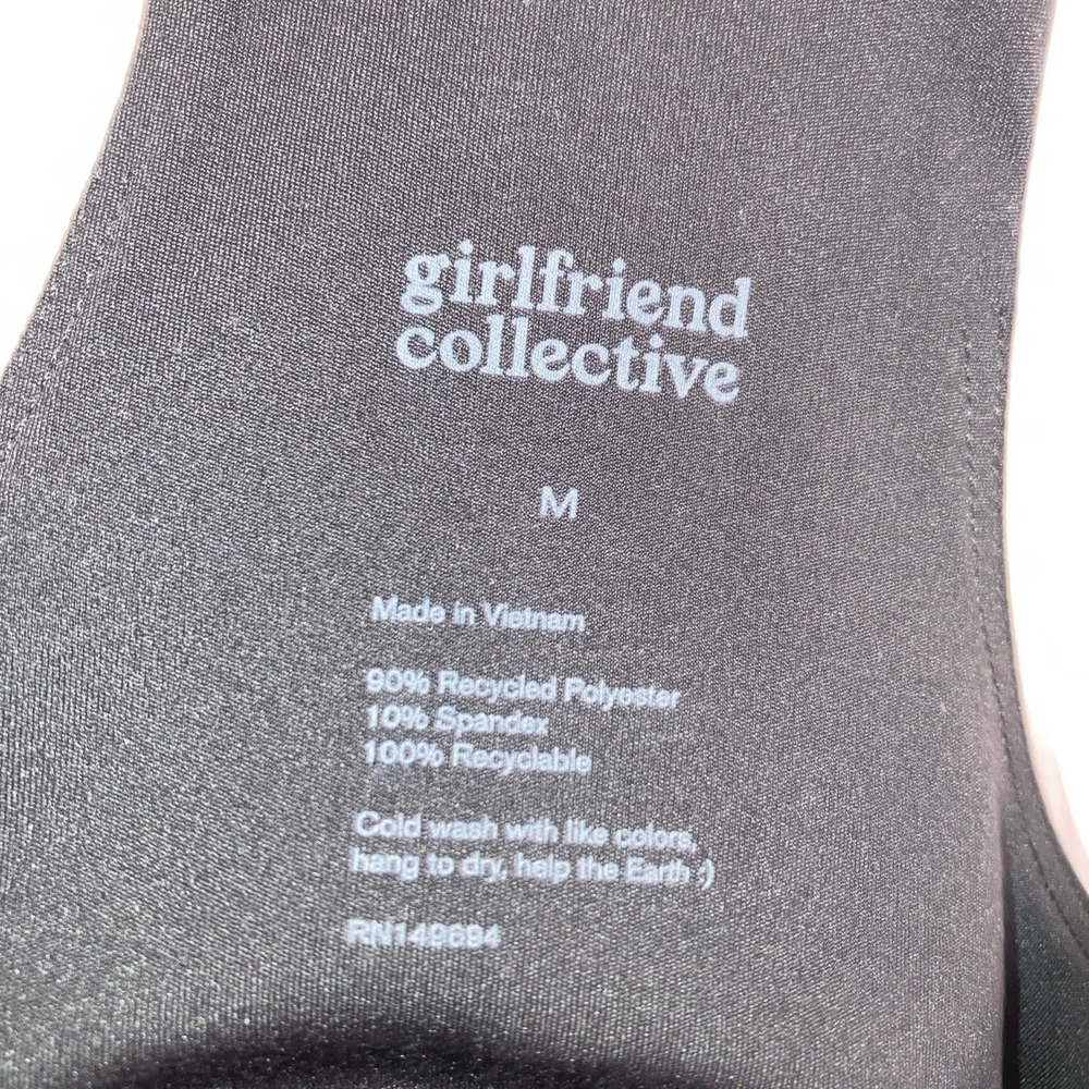 Girlfriend Collective Black Cleo Halter Crop Top Racerback Bra Size‎ M - Picture 5 of 7